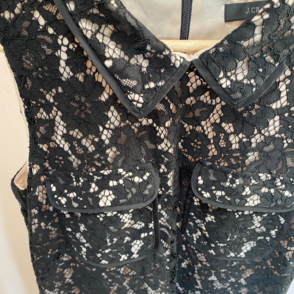 Black lace and cream JCrew shift dress